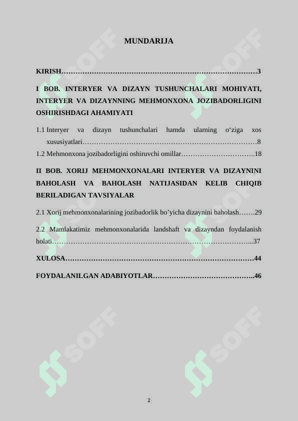 Mehmonxonalar rivojlanishida interyer va lanshaft to`g`risidagi tushunchalarning mazmun va mohiyati 2