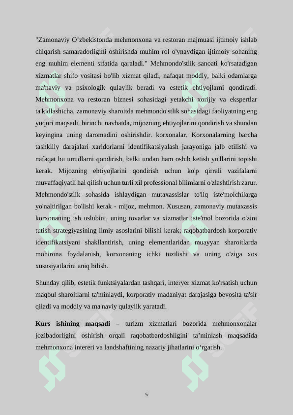 Mehmonxonalar rivojlanishida interyer va lanshaft to`g`risidagi tushunchalarning mazmun va mohiyati 5