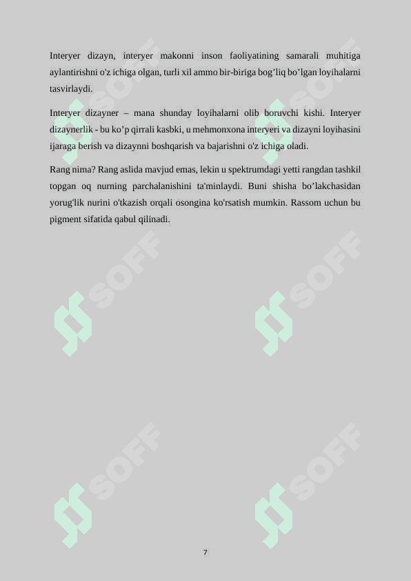 Mehmonxonalar rivojlanishida interyer va lanshaft to`g`risidagi tushunchalarning mazmun va mohiyati 7