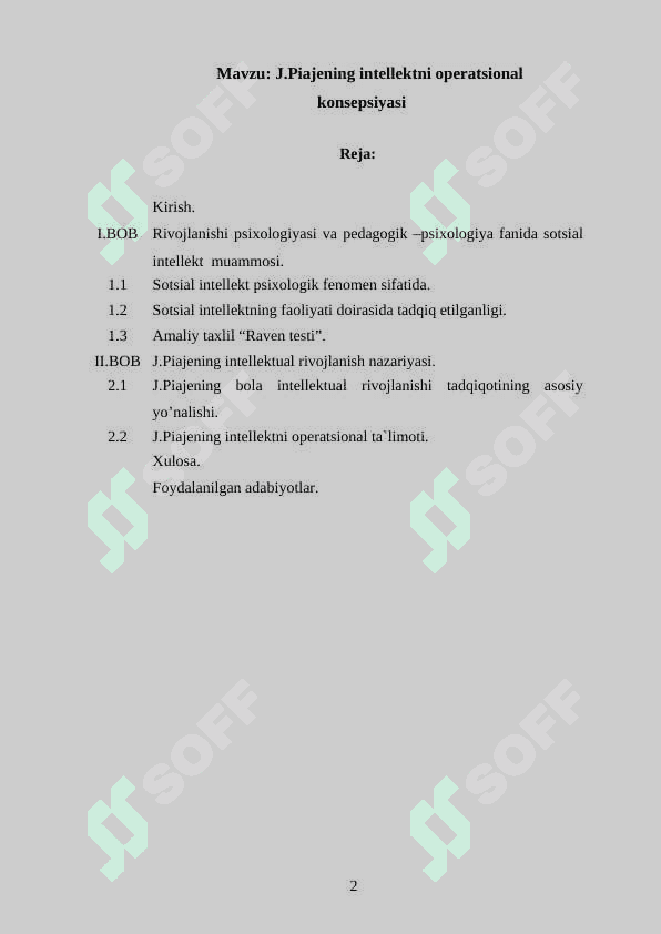 J.Piajening intellektni operatsional konsepsiyasi 2