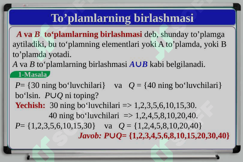 To‘plamlar ustida amallar 4
