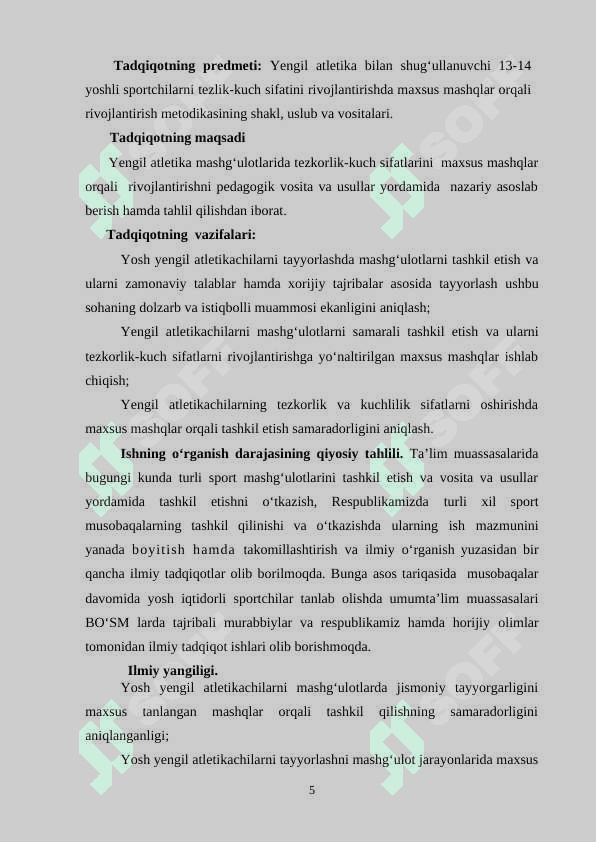 13-14 YOSHLI YENGIL АTLETIKАCHILАR  TEZLIK-KUCH SIFATINI RIVOJLANTIRISHDA MAXSUS MASHQLARDAN FOYDALANISH TEXNOLOGIYALARI 4