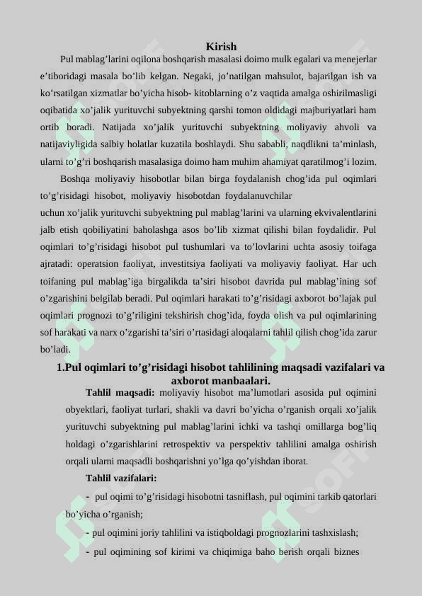 Foliyat turlari bóyicha pul oqimlarining tahlili 2