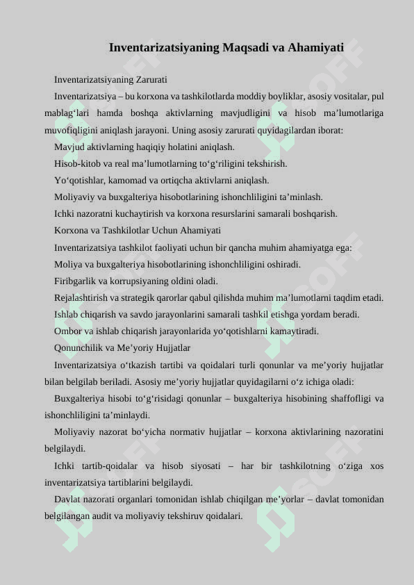 Inventarizatsiyani o‘tkazishga qo‘yiladigan talablar 2