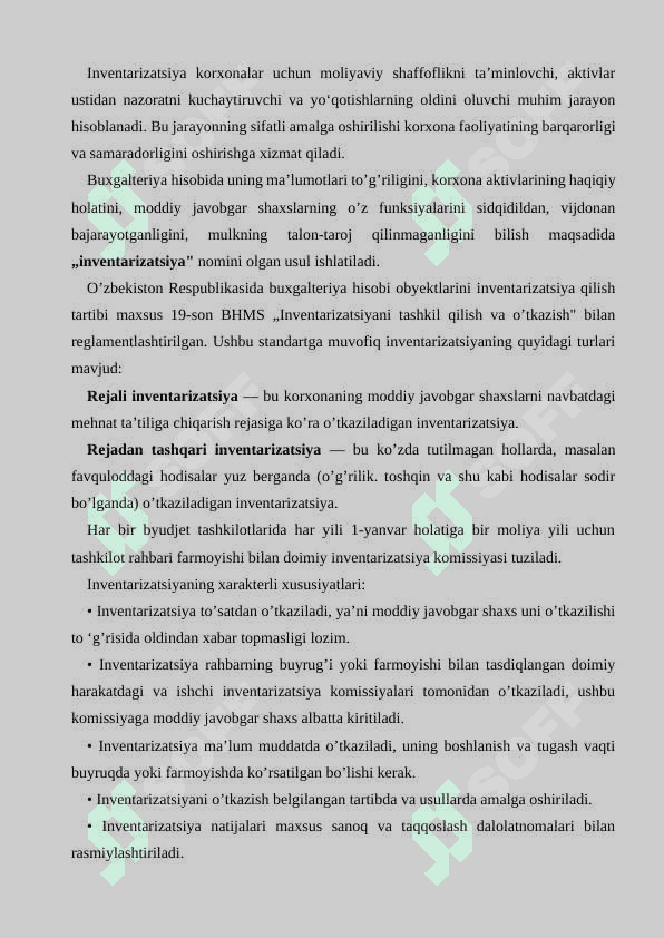 Inventarizatsiyani o‘tkazishga qo‘yiladigan talablar 3