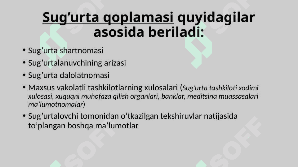 Sug’urta qoplamalari hisobi 3