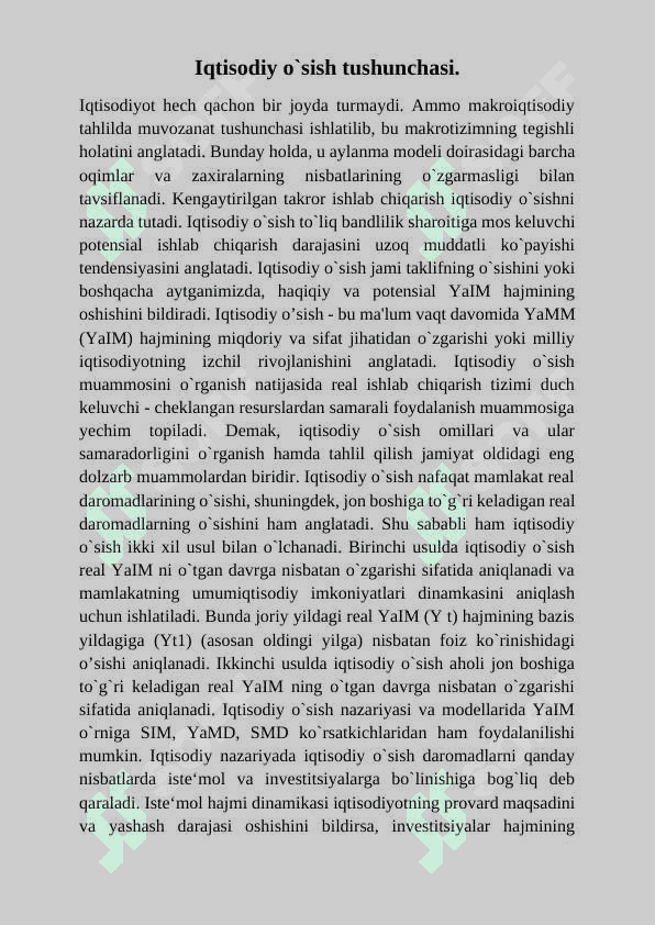Iqtisodiy o'sish. Iqtisodiy o'sish modellari 6