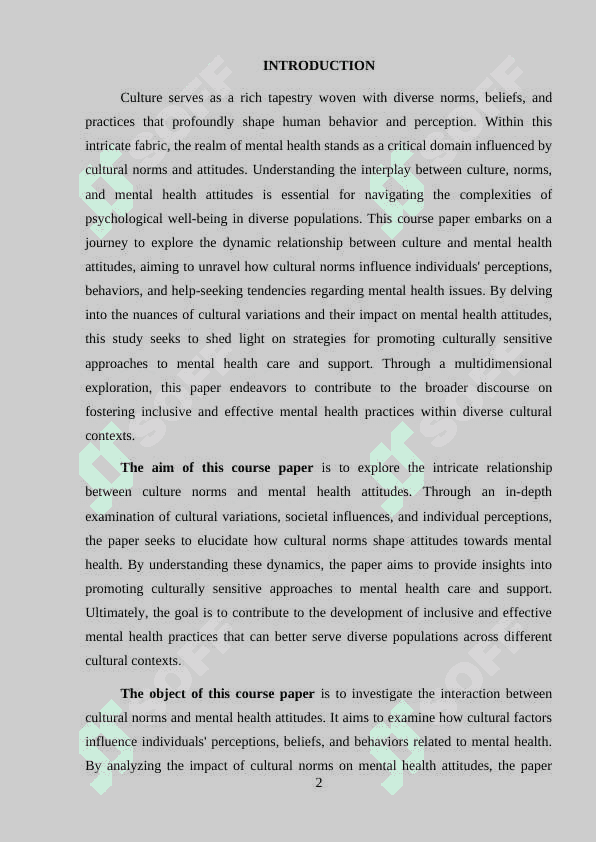 Culture Norms and Mental Health Attitudes 2