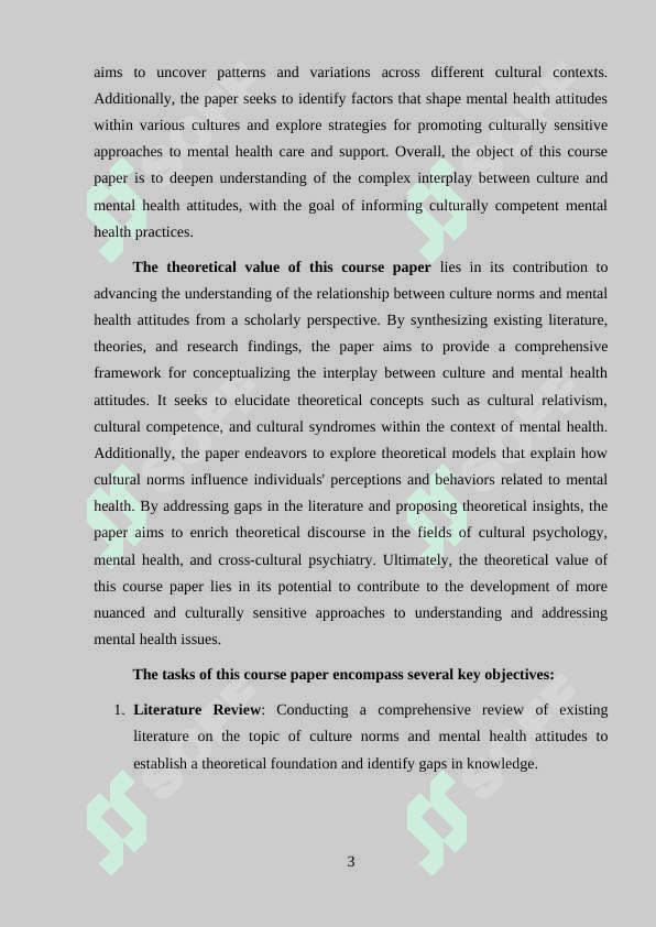 Culture Norms and Mental Health Attitudes 3