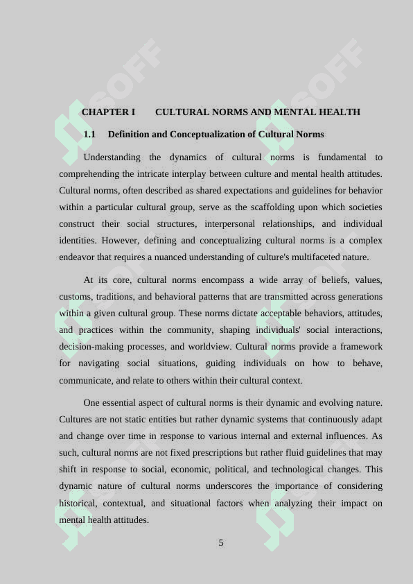 Culture Norms and Mental Health Attitudes 5