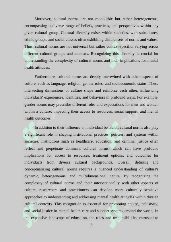 Culture Norms and Mental Health Attitudes 6