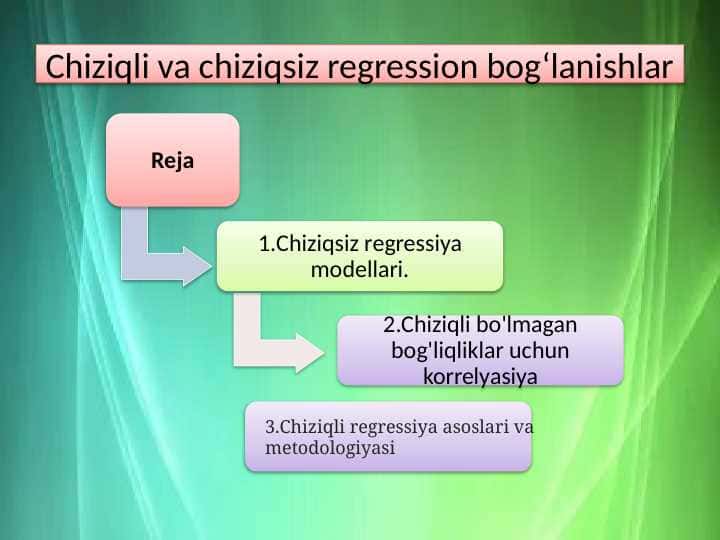 Chiziqli va chiziqsiz regression bog‘lanishlar 1