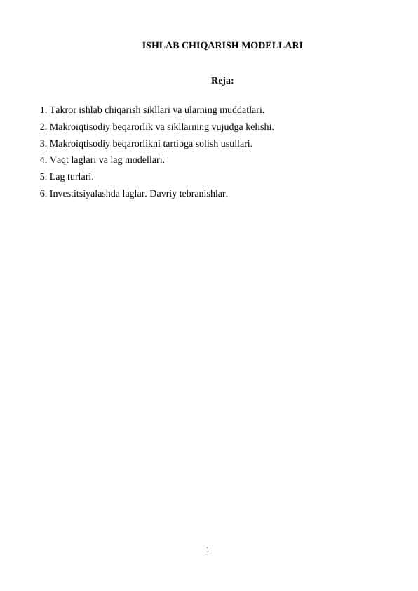 ISHLAB CHIQARISH MODELLARI 1