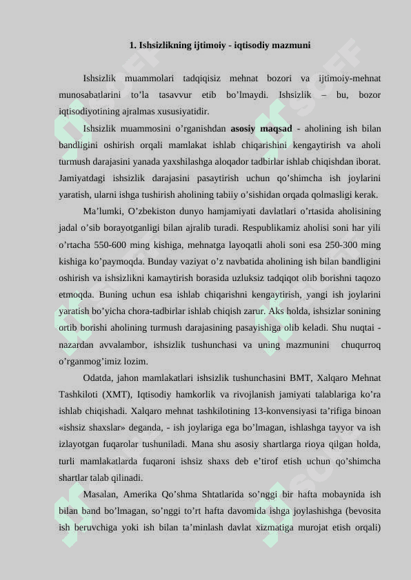 Ishsizlikning iqtisodiy oqibatlari. A.Ouken 2