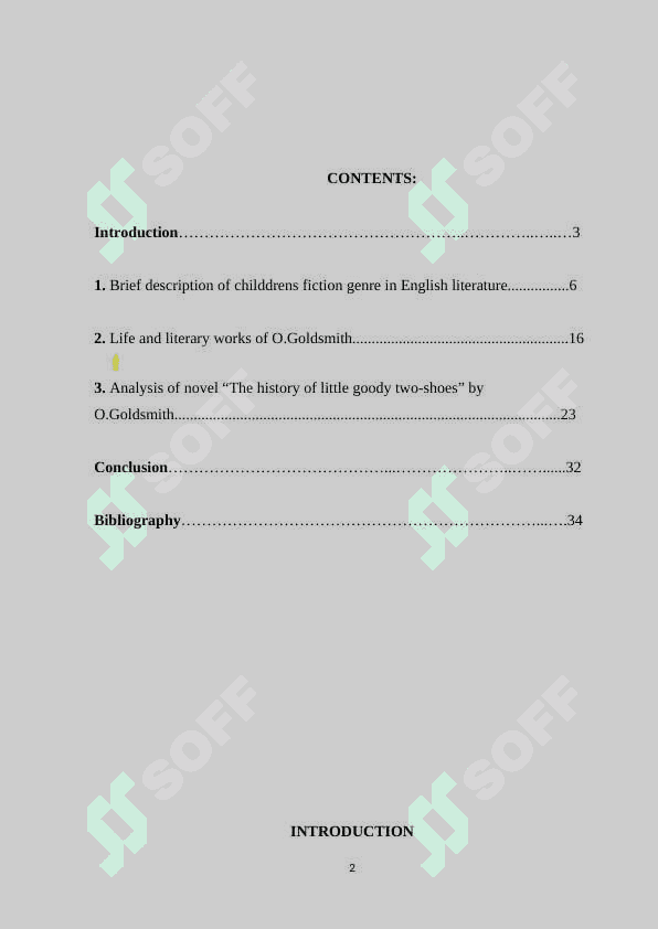 Contribution of Oliver Goldsmith to development of Children's fiction (based on novel The History of Little Goody Two-Shoes) 2