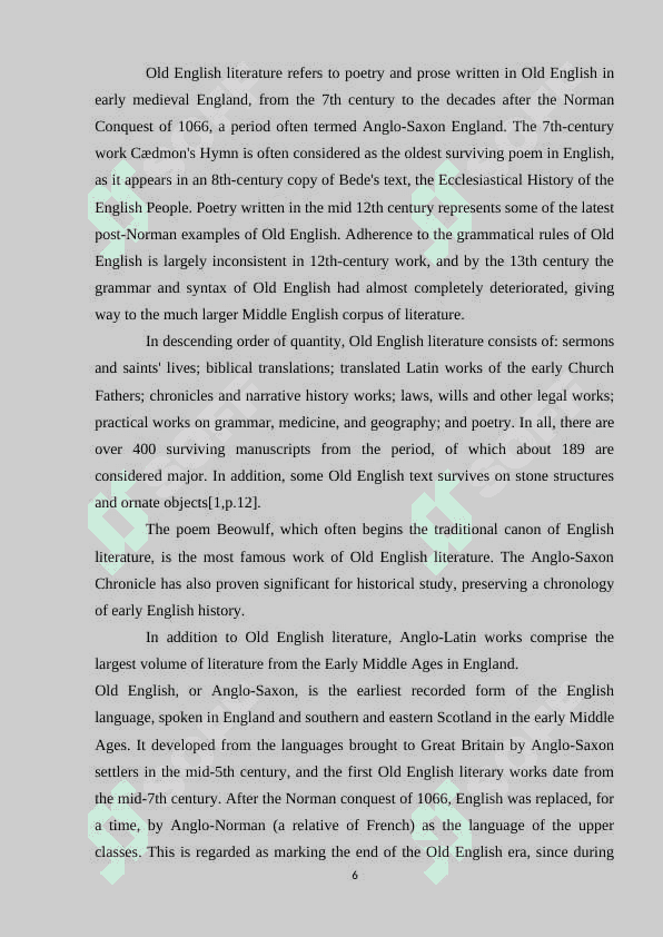 Contribution of Northumbrian poetry to origin of Old English literature. 6