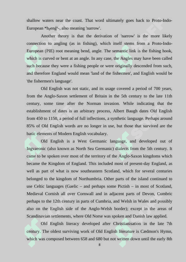Contribution of Northumbrian poetry to origin of Old English literature. 8