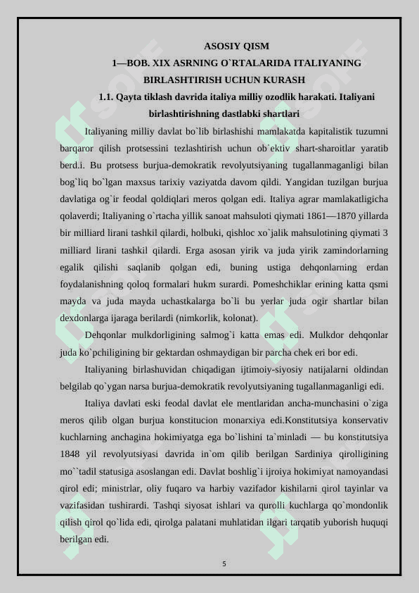 Italiyada milliy birlashish jarayonlari. Italiya Qirolligining barpo etilishi. 5