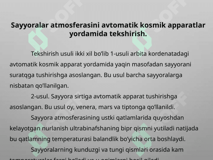 QUYOSH SISTEMASIDA SAYYORALARNING TABIATINI KOMPLEKS O’RGANISH 6