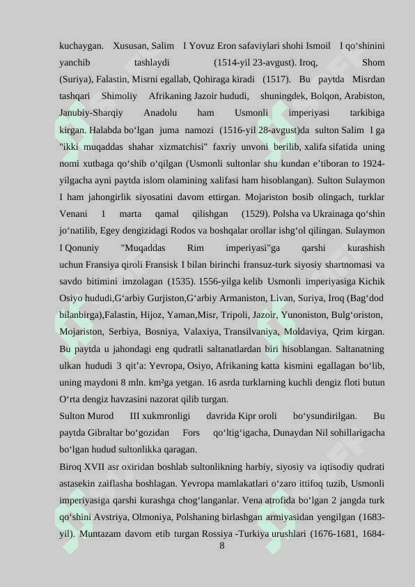 XVIII-XIX ASRLARDA USMONIY TURKLAR IMPERIYASI 8