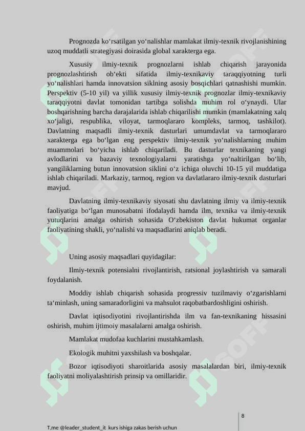 Iqtisodiyotda ilmiy-texnik rivojlanishni asosiy yo'nalishlari 8