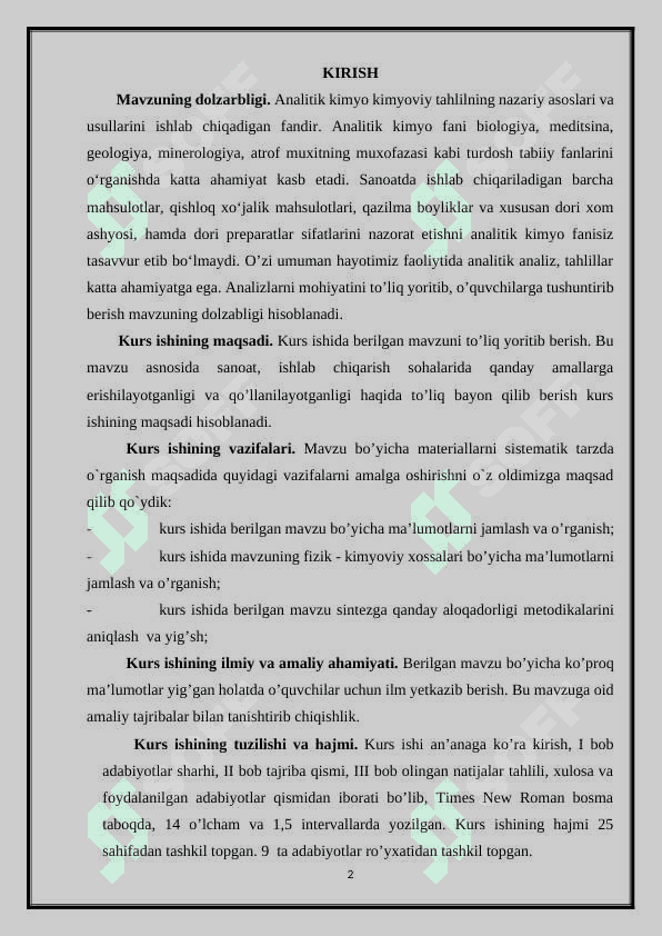 MIQDORIY ANALIZ.  NATIJALARNI  HISOBLASH 2