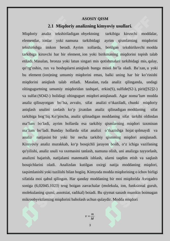 MIQDORIY ANALIZ.  NATIJALARNI  HISOBLASH 3