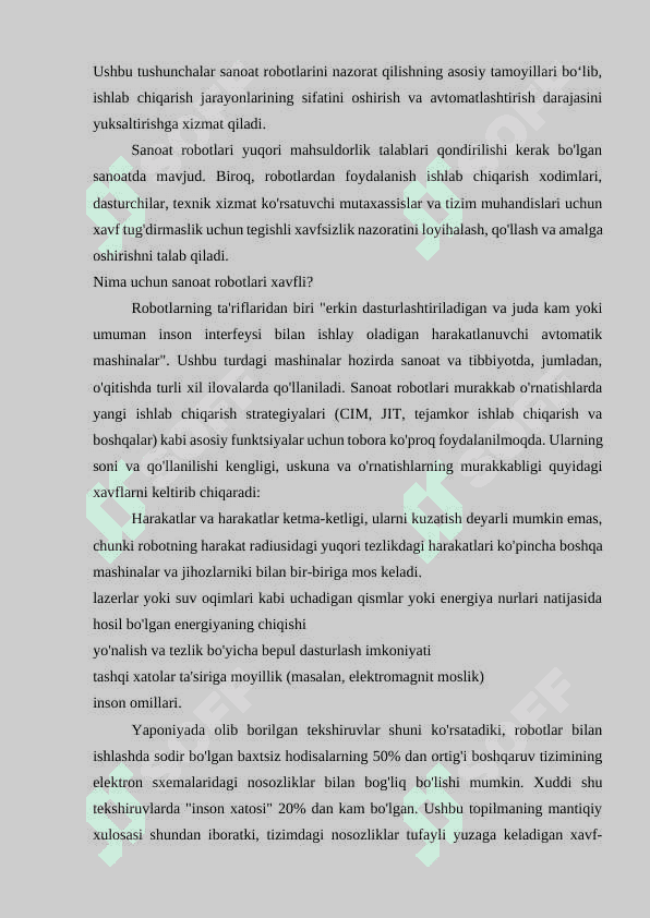 Sanoat roboti parametrlarini nazorat qilish uskunalari va vositalari. 7