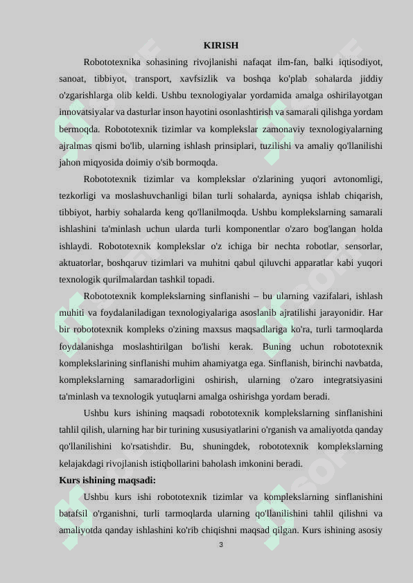 Robototexnik tizimlar va komplekslar.Robototexnik komplekslarning sinflanishi 3