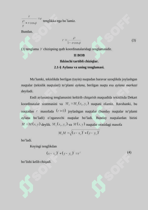 Ikkinchi tartibli chiziqlar kurs ishi 6