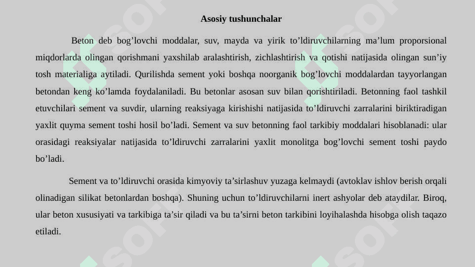 “Beton va temir-beton texnologiyasi” faniga kirish 2