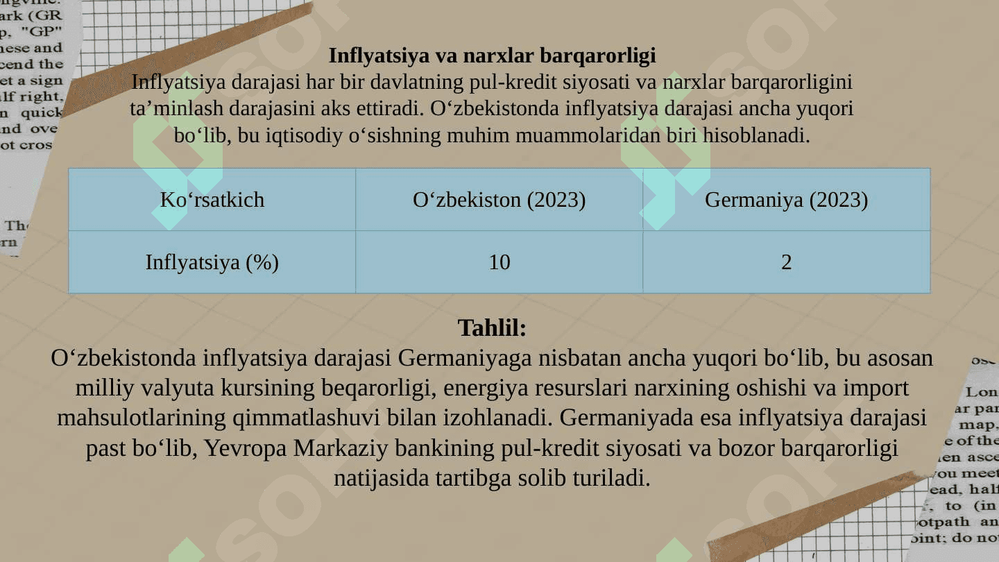 Germaniya iqtisodiyoti va moliya tizimini O'zbekiston iqtisodiyoti va moliya tizimi bilan solishtirish 4