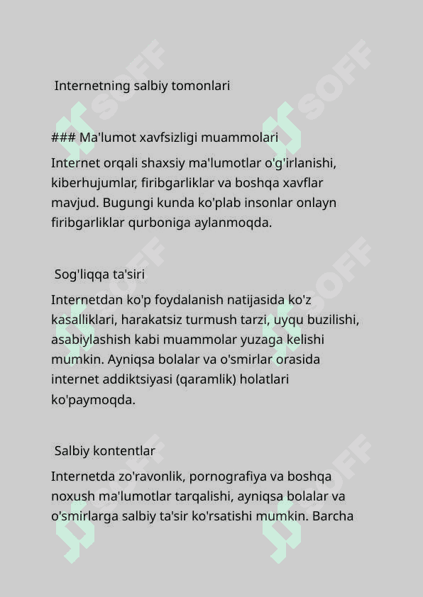 Esse Internetning salbiy va ijobiy tarafi haqida 4