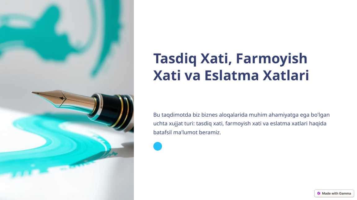 Tasdiq Xati, Farmoyish Xati va Eslatma Xatlari 1