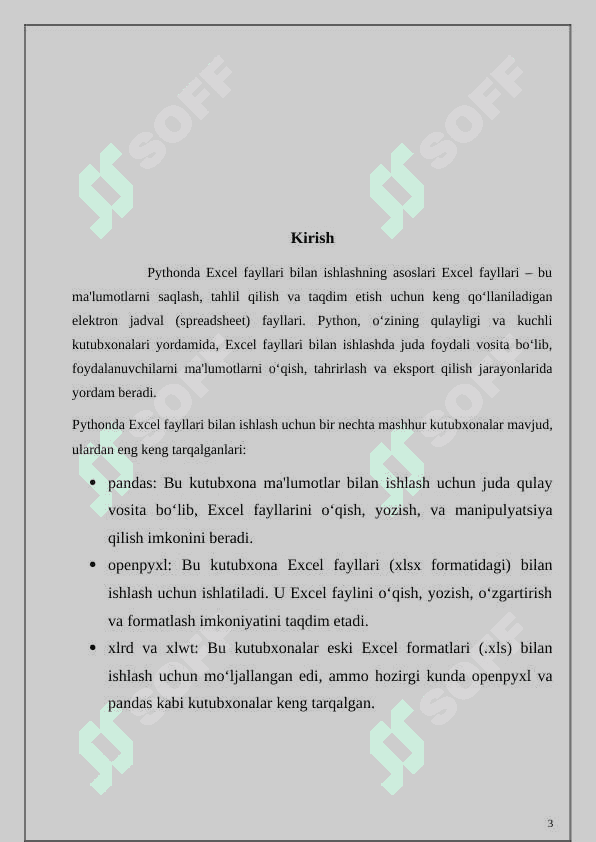 Pythonda xls faylla bilan ishlash 3