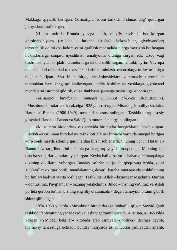 Diniy fundametalizm, radikalizm va terrorizmning tarixi va yo'nalishlari 1
