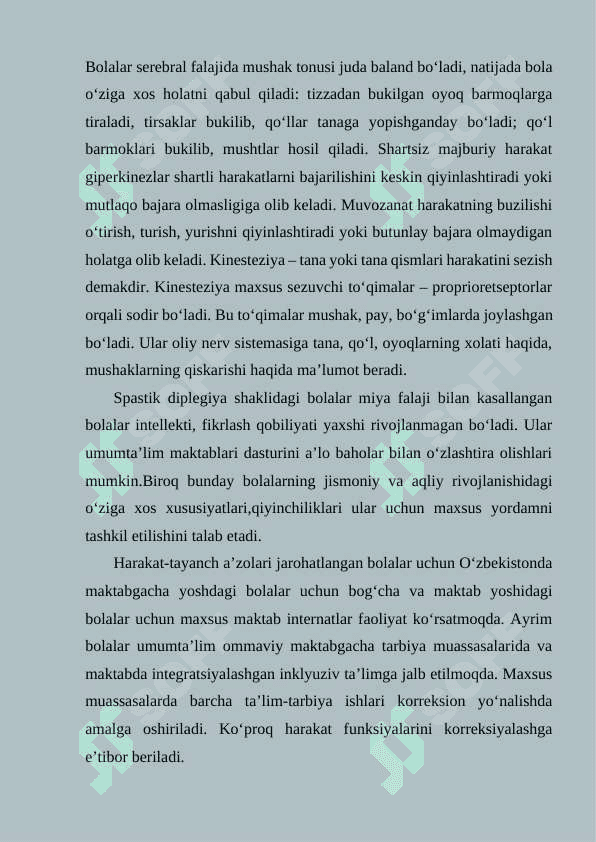 Tayanch harakat apparati kasalliklari bo’lgan bolalarni psixologik pedagogik o’rganish 4