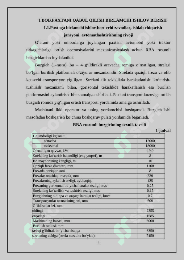 PAXTA ZAVODIDA 2000 TONNA CHIGITLI PAXTADAN TOLA OLISH TEXNOLOGIYASINI TAKOMILLASHTIRISH. 5