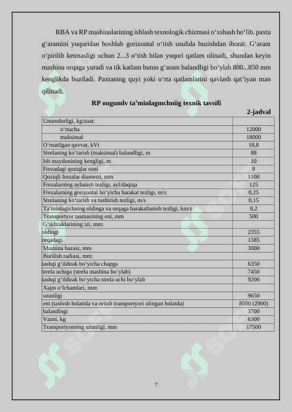 PAXTA ZAVODIDA 2000 TONNA CHIGITLI PAXTADAN TOLA OLISH TEXNOLOGIYASINI TAKOMILLASHTIRISH. 7
