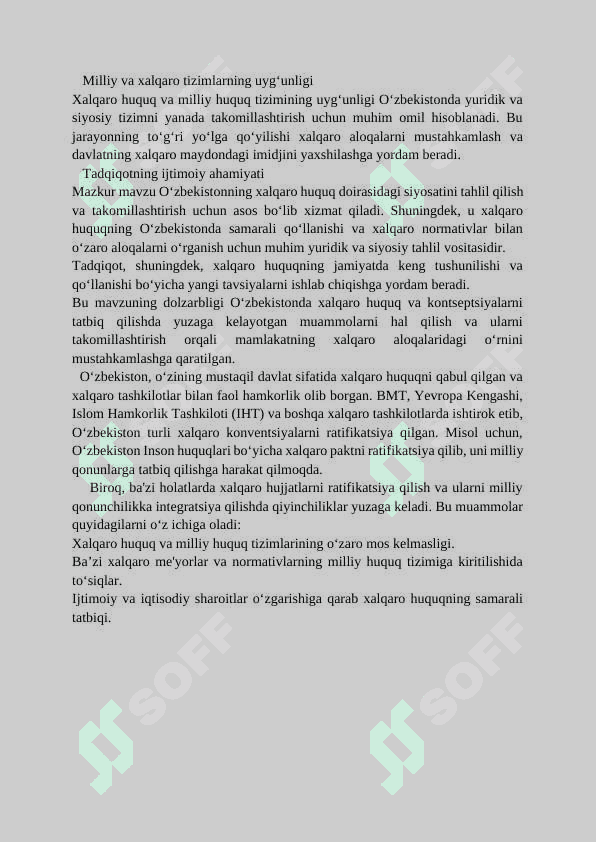 Mavzu:Xalqaro kontseptsiyalarni tartibga soladigan xalqaro hujjatlar va ularni O‘zbekistonda qo‘llashdagi muammolar va uni takomillashtirish mustaqil ta'lim 3