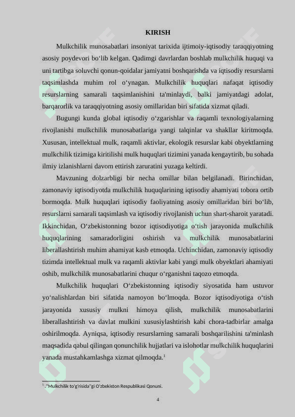 MULKCHILIK HUQUQLARINI IQTISODIY ASOSLARI 3