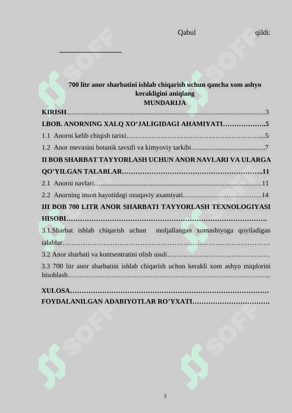 700 litr anor sharbatini ishlab chiqarish uchun qancha xom ashyo kerakligini aniqlang 2