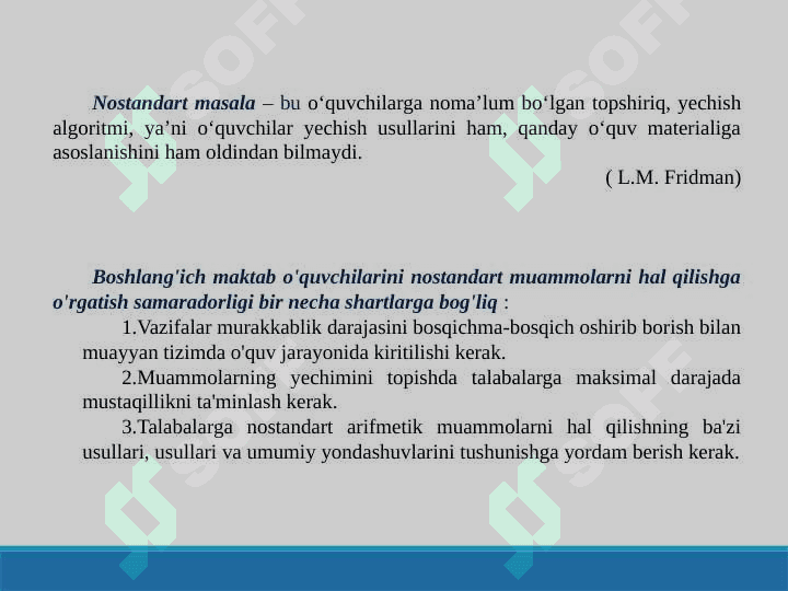 Boshlang'ich sinflarda nostandart masalalar yechish metodikasi 2