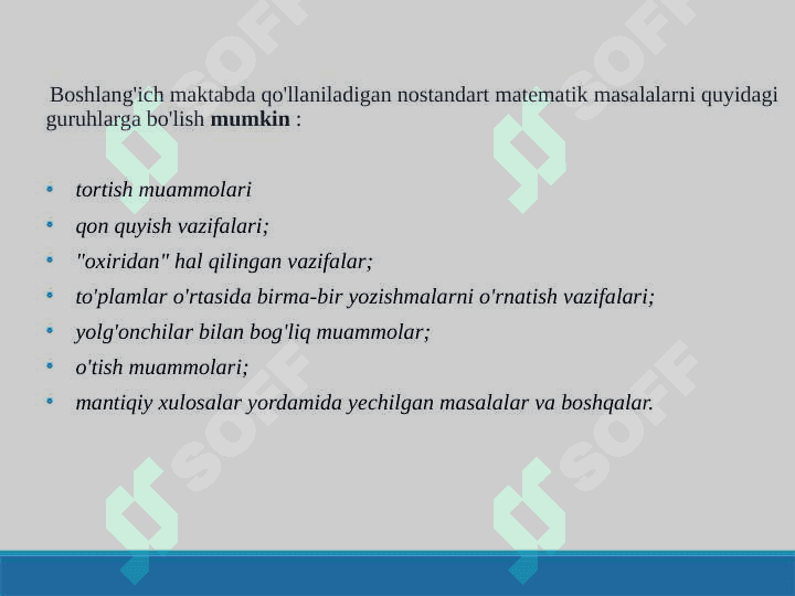 Boshlang'ich sinflarda nostandart masalalar yechish metodikasi 4