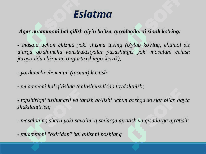 Boshlang'ich sinflarda nostandart masalalar yechish metodikasi 7