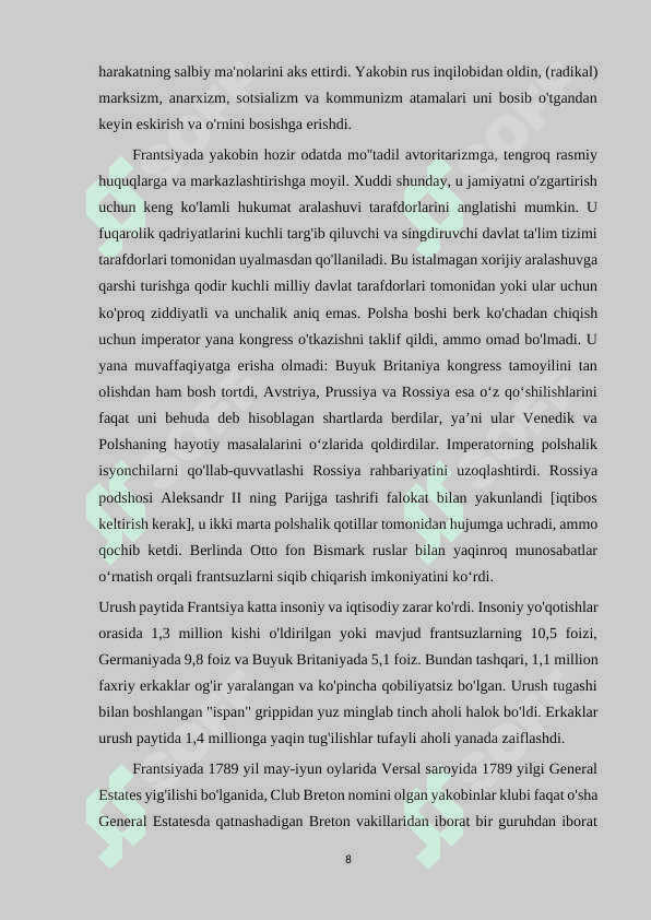 FRANSIYA YAKOBINCHILAR DAVRIDA 8