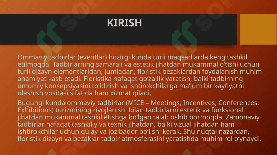 Ommaviy tadbirlarni tashkil etish va rejalashtirishda floristik qonunlardan foydalanish. 3