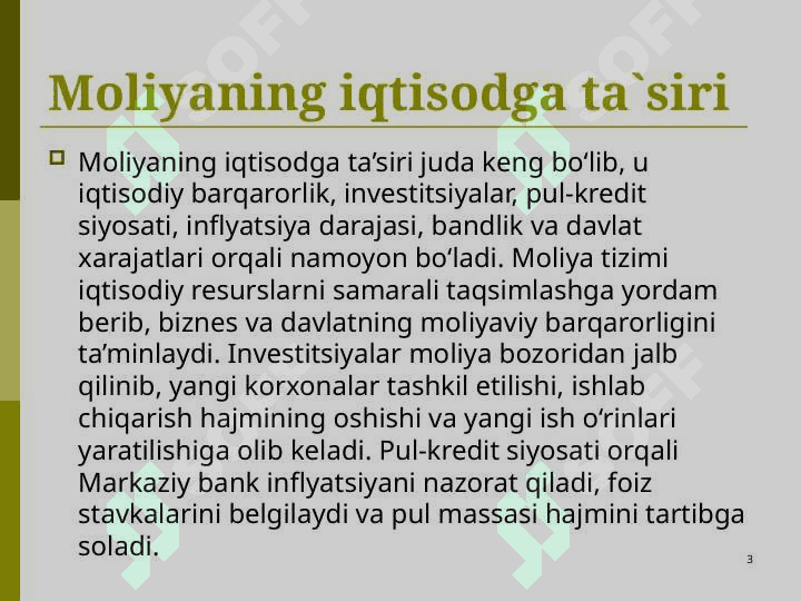Moliyaning iqtisodga ta`siri. Xalqaro moliy 3