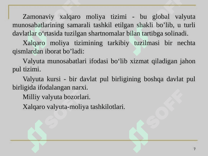 Moliyaning iqtisodga ta`siri. Xalqaro moliy 7