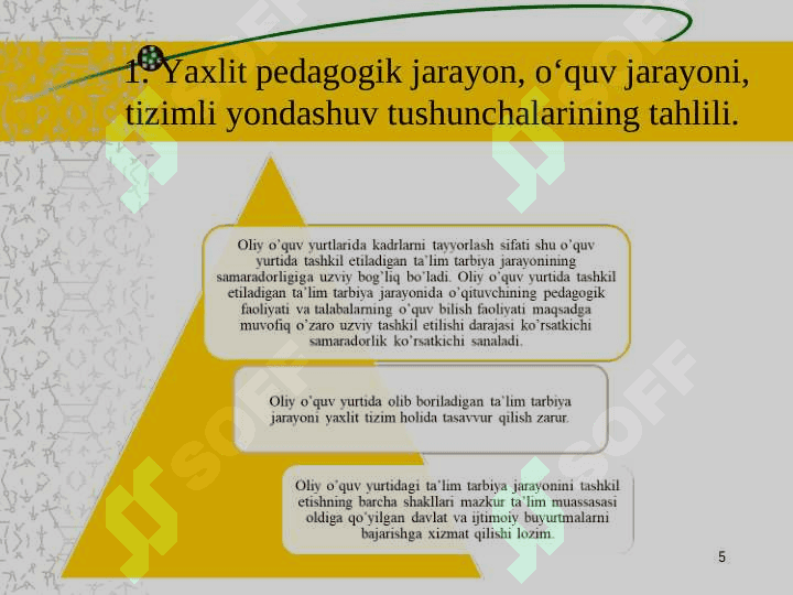 Oliy ta‘limda o‘qitish jarayoni yaxlit tizim sifatida 5